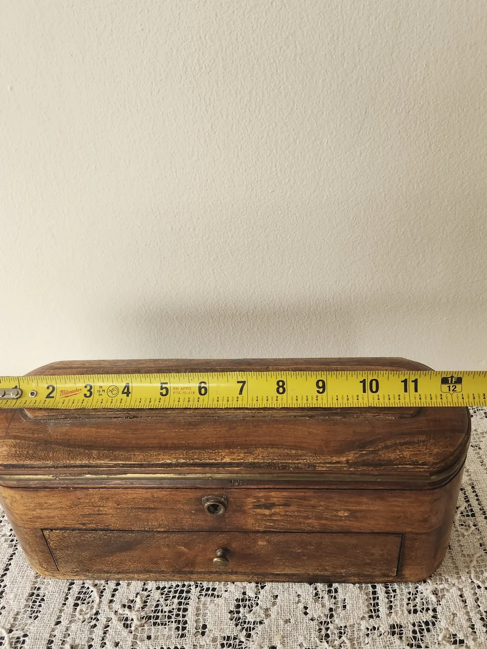 Vintage Wooden Jewelry Box with Brass Accents - Brown